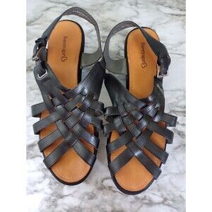 Baretraps Black Wedge Sandals Shoes Size 9M